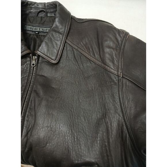 Vintage Brown Leather Jacket Top Gun Sz XL Tom Cruise  Oversized Moto Aviator - Picture 9 of 16